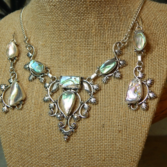 Jewelry - Enchanting Abalone Silver Necklace & Earring Set